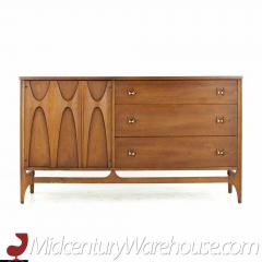  Broyhill Brasilia Broyhill Brasilia Mid Century Walnut and Brass Offset Buffet - 3691986