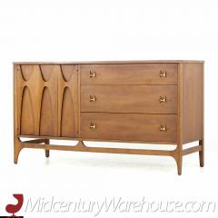  Broyhill Brasilia Broyhill Brasilia Mid Century Walnut and Brass Offset Buffet - 3691987