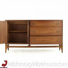  Broyhill Brasilia Broyhill Brasilia Mid Century Walnut and Brass Offset Buffet - 3691990