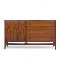 Broyhill Brasilia Broyhill Brasilia Mid Century Walnut and Brass Offset Credenza - 4263946