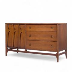  Broyhill Brasilia Broyhill Brasilia Mid Century Walnut and Brass Offset Credenza - 4263948