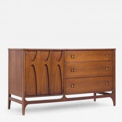  Broyhill Brasilia Broyhill Brasilia Mid Century Walnut and Brass Offset Credenza - 4267212