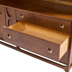 Broyhill Brasilia Broyhill Brasilia Mid Century Walnut and Brass Offset Credenza and Hutch - 4371062