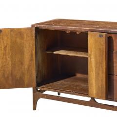  Broyhill Brasilia Broyhill Brasilia Mid Century Walnut and Brass Offset Credenza and Hutch - 4684155