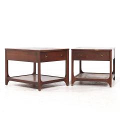  Broyhill Brasilia Broyhill Brasilia Mid Century Walnut and Brass Side End Tables Pair - 3835269