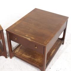  Broyhill Brasilia Broyhill Brasilia Mid Century Walnut and Brass Side End Tables Pair - 3835272