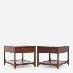  Broyhill Brasilia Broyhill Brasilia Mid Century Walnut and Brass Side End Tables Pair - 3836114