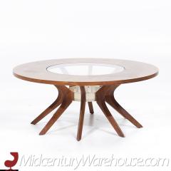  Broyhill Brasilia Broyhill Brasilia Mid Century Walnut and Glass Cathedral Coffee Table - 3693952