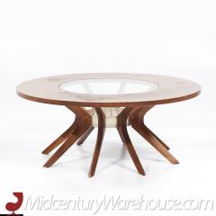  Broyhill Brasilia Broyhill Brasilia Mid Century Walnut and Glass Cathedral Coffee Table - 3693953