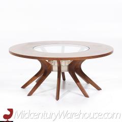  Broyhill Brasilia Broyhill Brasilia Mid Century Walnut and Glass Cathedral Coffee Table - 3693955