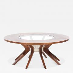  Broyhill Brasilia Broyhill Brasilia Mid Century Walnut and Glass Cathedral Coffee Table - 3742806