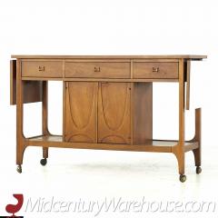  Broyhill Brasilia Broyhill Brasilia Mid Century Walnut and Laminate Serving Bar Cart - 3692043