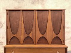  Broyhill Brasilia Expertly Restored Broyhill Brasilia Sculpted Walnut Dresser or Gentlemans Chest - 3975281