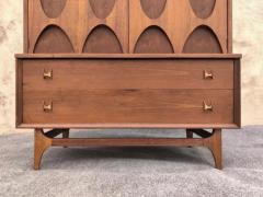  Broyhill Brasilia Expertly Restored Broyhill Brasilia Sculpted Walnut Dresser or Gentlemans Chest - 3975282