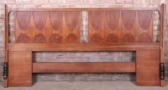  Broyhill Brasilia Lightly Restored Broyhill Brasilia Walnut King Size Sculpted Headboard 1970s - 3208681