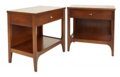  Broyhill Brasilia Pair Expertly Restored Broyhill Brasilia Walnut Brass Nightstands End Tables - 3888461