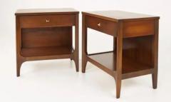  Broyhill Brasilia Pair Expertly Restored Broyhill Brasilia Walnut Brass Nightstands End Tables - 3888464