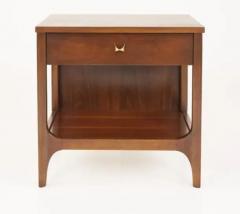  Broyhill Brasilia Pair Expertly Restored Broyhill Brasilia Walnut Brass Nightstands End Tables - 3888476