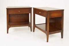  Broyhill Brasilia Pair Lightly Restored Broyhill Brasilia Walnut Brass Nightstands or End Tables - 3208665