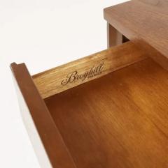  Broyhill Brasilia Pair Lightly Restored Broyhill Brasilia Walnut Brass Nightstands or End Tables - 3208666
