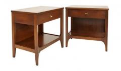  Broyhill Brasilia Pair Lightly Restored Broyhill Brasilia Walnut Brass Nightstands or End Tables - 3208669
