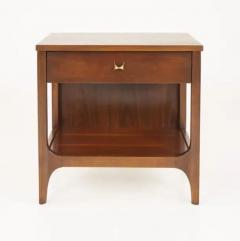  Broyhill Brasilia Pair Lightly Restored Broyhill Brasilia Walnut Brass Nightstands or End Tables - 3208716
