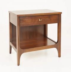  Broyhill Brasilia Pair Lightly Restored Broyhill Brasilia Walnut Brass Nightstands or End Tables - 3208725