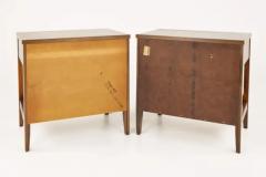  Broyhill Brasilia Pair Lightly Restored Broyhill Brasilia Walnut Brass Nightstands or End Tables - 3208744