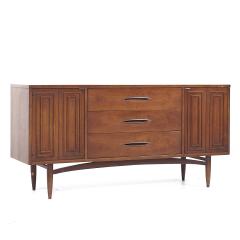  Broyhill Furniture Broyhill Sculptra Mid Century Walnut Credenza and Hutch - 3832536