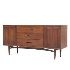  Broyhill Furniture Broyhill Sculptra Mid Century Walnut Credenza and Hutch - 3832537