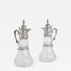  Bruckmann Sohne Pair of etched glass and silver pitchers by Bruckmann Sohne - 1898827