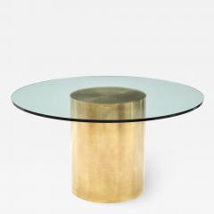  Brueton 1970s Mid Century Modern Brass Drum Base Dining Table Attributed To Brueton - 2952379