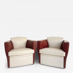  Brueton Brueton 2 tone Leather Embrace Club Chairs by Victor I Dziekiewicz - 4225677