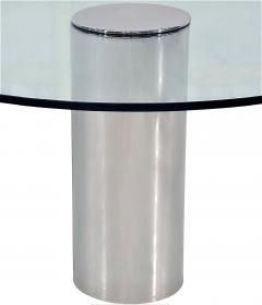  Brueton Brueton Chrome and Glass Cylindrical Pedestal Dining Table 1980 - 4527672