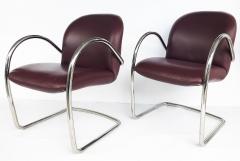  Brueton Brueton Leather and Stainless Cantilevered Chairs Set of 8 - 3500633