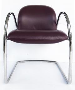  Brueton Brueton Leather and Stainless Cantilevered Chairs Set of 8 - 3500701