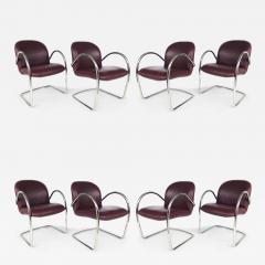  Brueton Brueton Leather and Stainless Cantilevered Chairs Set of 8 - 3505213