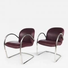  Brueton Brueton Leather and Stainless Cantilevered Chairs Set of 8 - 3505214