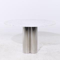  Brueton Brueton Mid Century Chrome and Marble Pedestal Dining Table - 4155089