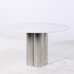  Brueton Brueton Mid Century Chrome and Marble Pedestal Dining Table - 4155090