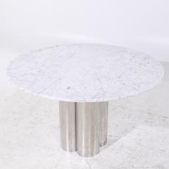  Brueton Brueton Mid Century Chrome and Marble Pedestal Dining Table - 4155093