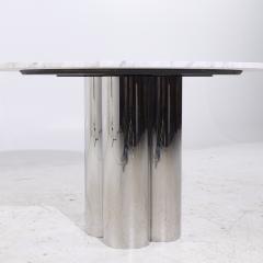 Brueton Brueton Mid Century Chrome and Marble Pedestal Dining Table - 4155094
