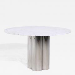 Brueton Brueton Mid Century Chrome and Marble Pedestal Dining Table - 4159329