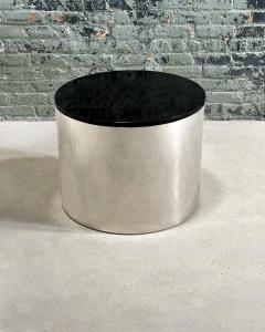  Brueton Brueton Polished Stainless Steel Marble Drum side end Table 1970 - 3547225