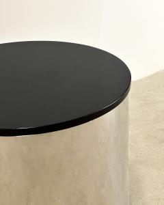  Brueton Brueton Polished Stainless Steel Marble Drum side end Table 1970 - 3547226