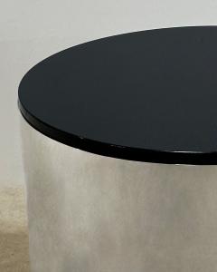  Brueton Brueton Polished Stainless Steel Marble Drum side end Table 1970 - 3547227