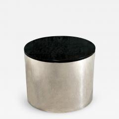  Brueton Brueton Polished Stainless Steel Marble Drum side end Table 1970 - 3551644
