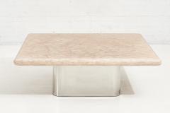  Brueton Brueton Stainless Steel Base Pink Marble Top Coffee Table 1980 - 2053047