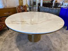  Brueton Large Polished Bronze White Marble Top Anello Dining Table by Brueton - 4619771