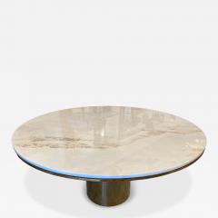  Brueton Large Polished Bronze White Marble Top Anello Dining Table by Brueton - 4640533
